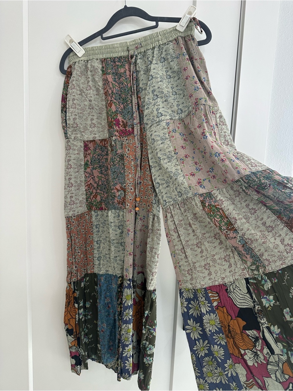 Boho Patchwork Pants in Olive Multi - Picture 2 of 4